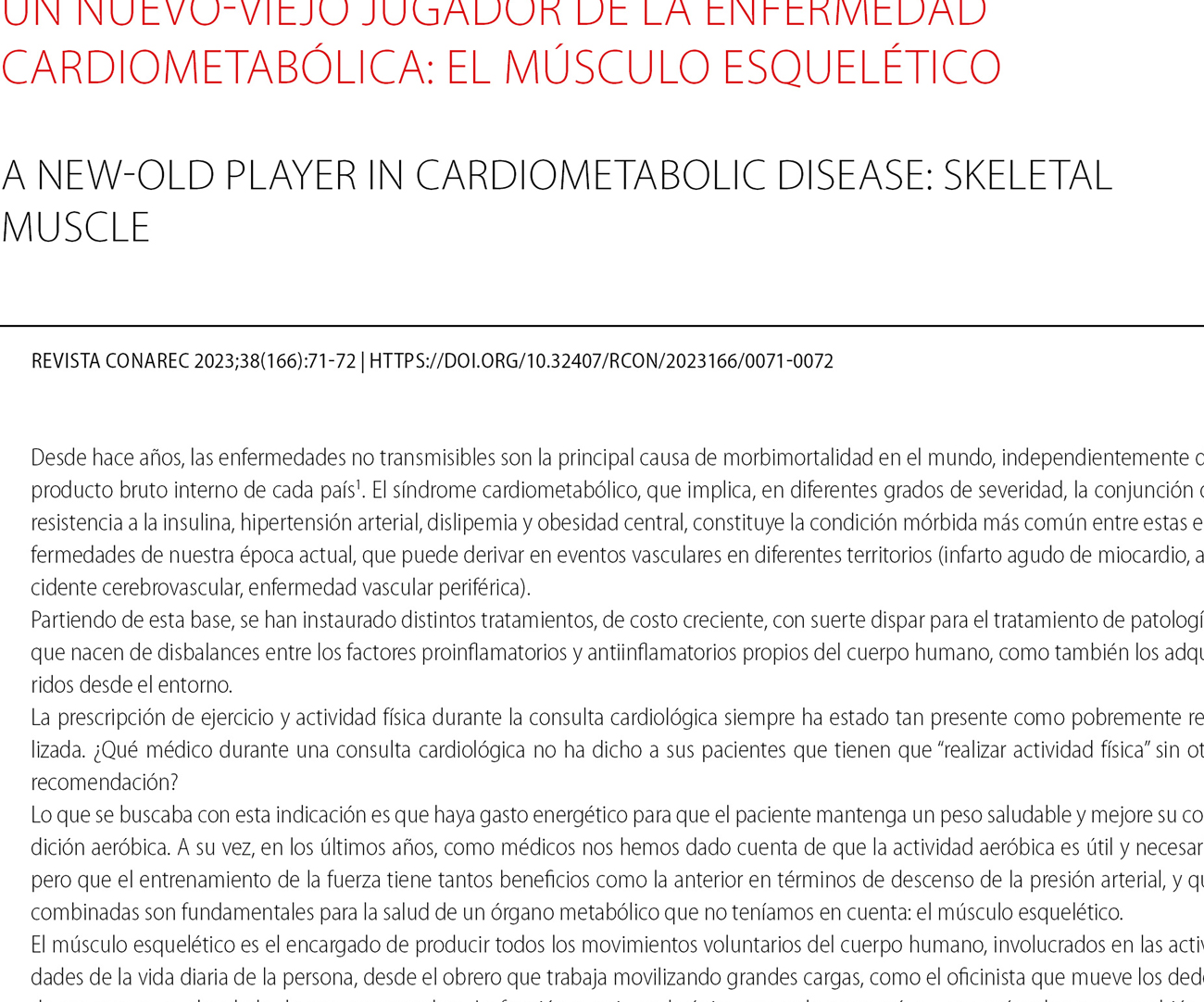 Un nuevo-viejo jugador de la enfermedad cardiometabólica: el músculo esquelético